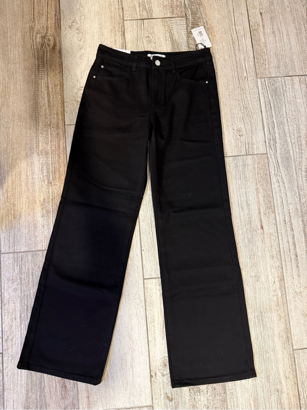 WeWoreWhat Straight Leg Mid Rise Black Denim Jeans